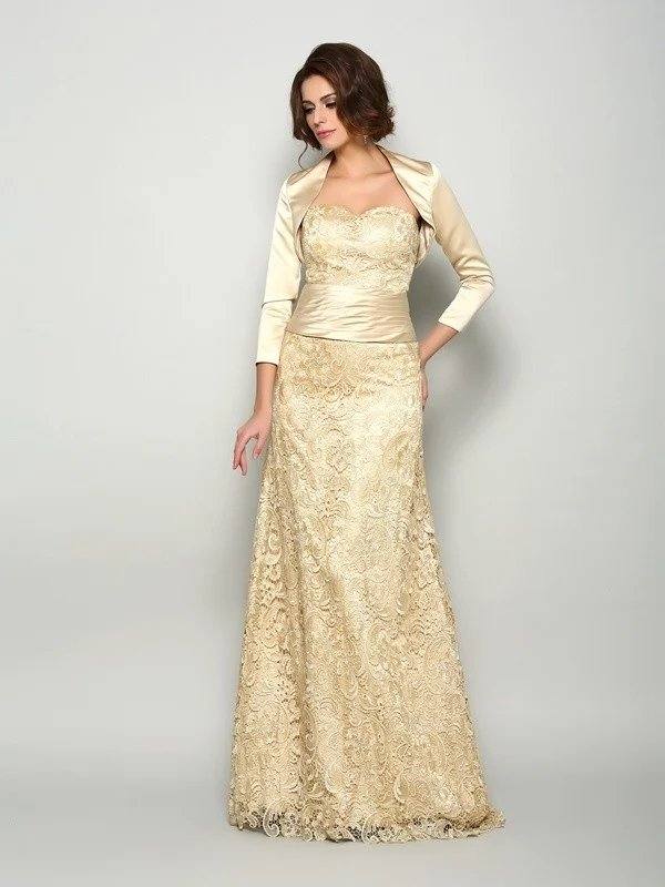 A-Line/Princess Sweetheart Sleeveless Long Satin Mother of the Bride Dresses - RongMoon