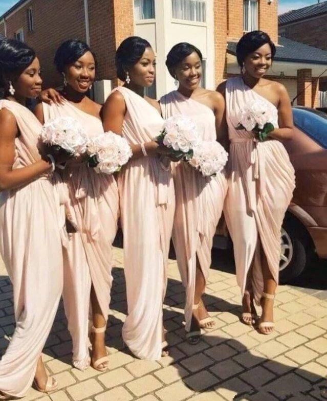 Cheap Bridesmaid Dresses Under 50 Sheath One-shoulder Chiffon Long Wedding Party Dresses For Women - RongMoon