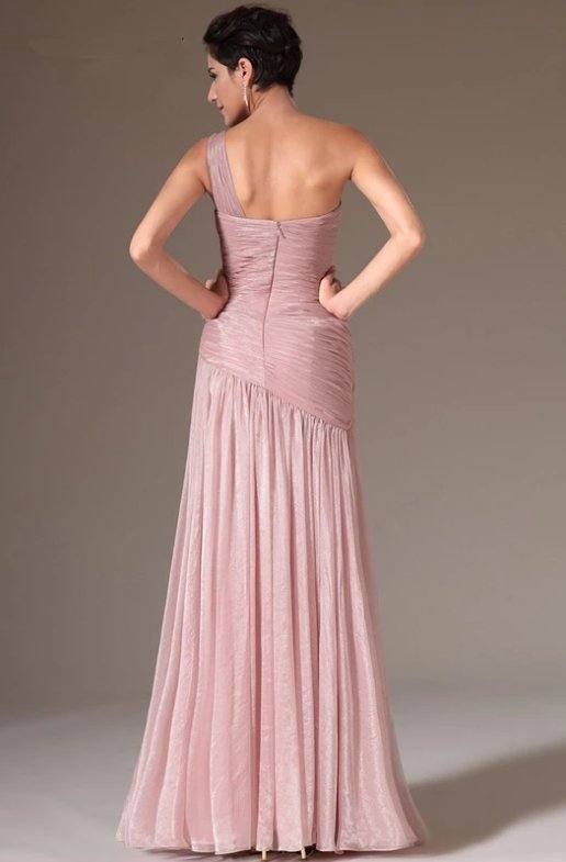 Blush Evening Dresses Mermaid One-shoulder Chiffon Plus Size Long Formal Party Evening Gown Prom Dresses Robe De Soiree - RongMoon