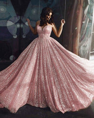 Glitter Prom Long Dresses Sweetheart Corset - RongMoon