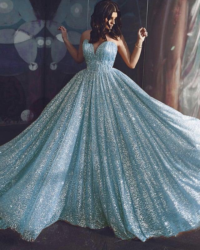 Glitter Prom Long Dresses Sweetheart Corset - RongMoon