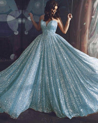 Glitter Prom Long Dresses Sweetheart Corset - RongMoon