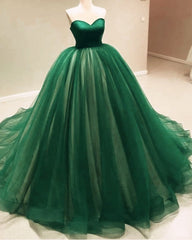 Green Sweetheart Corset Ball Gown Tulle Dresses