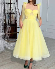 Yellow Tulle Corset Party Dress