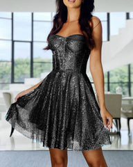 Short Black Sparkly Corset Dress