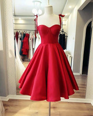 Red Satin Knee Length Corset Dress - RongMoon