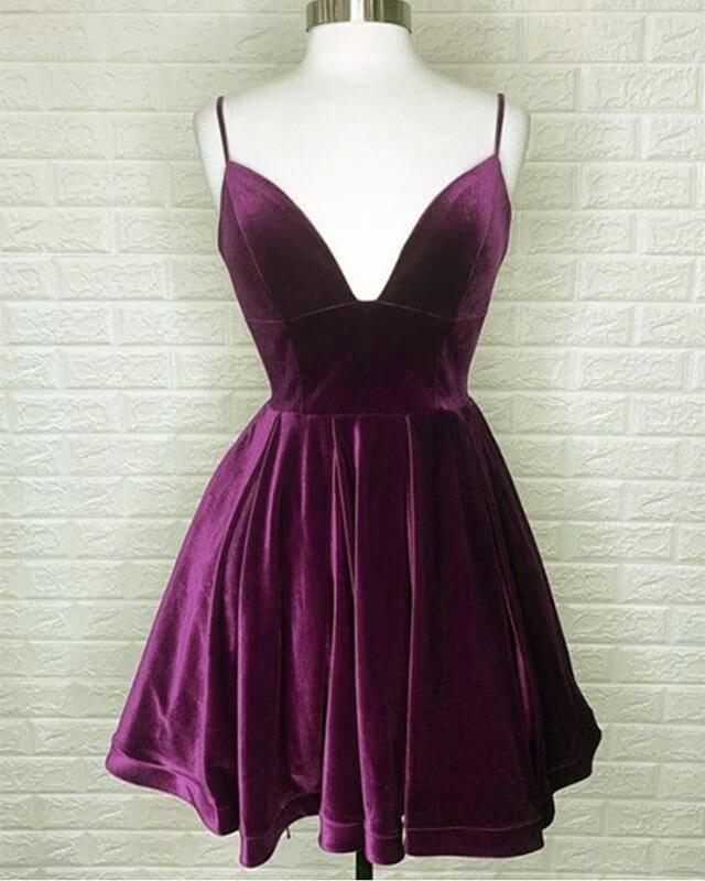 Short Burnt Orange Velvet Homecoming Dress - RongMoon