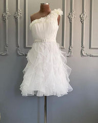 One Shoulder Organza Tiered Homecoming Dress - RongMoon