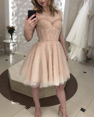 Nude Tulle Corset Ruffles Mini Dress - RongMoon