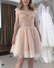 Nude Tulle Corset Ruffles Mini Dress - RongMoon