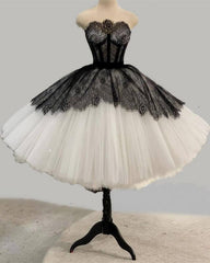 Black And White Ball Gown Party Dress - RongMoon