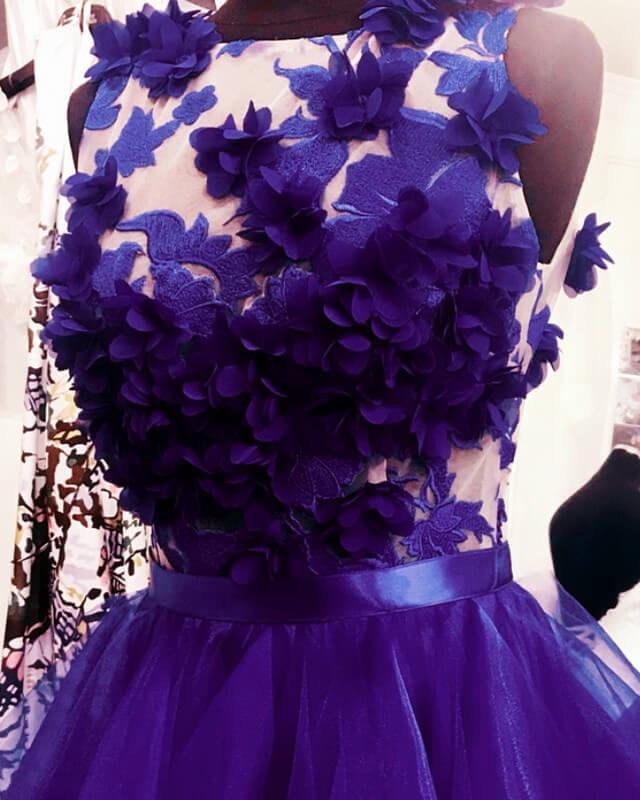 Purple Ruffles Homecoming Dress With 3D Flowers - RongMoon
