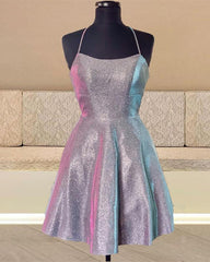 Short Iridescent Blue Glitter Dress - RongMoon