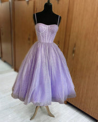 Lavender Midi Sparkly Ball Gown