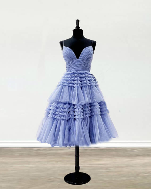 Chic V-neck Tiered Tulle Homecoming Dresses
