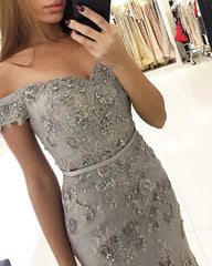 Off The Shoulder Mermaid Evening Dresses Long Lace Prom Gowns