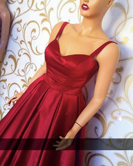 Sweetheart Floor Length Satin Prom Dresses With Straps