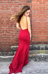 Sexy Deep V-neck Open Back Long Jersey Mermaid Evening Dresses 2018
