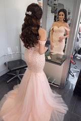 Luxurious Beaded Off Shoulder Mermaid Evening Dresses