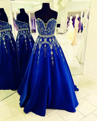 Stunning Sequins Beaded Sweetheart Satin Ball Gowns Prom Dresses 2018