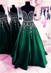 Stunning Sequins Beaded Sweetheart Satin Ball Gowns Prom Dresses 2018