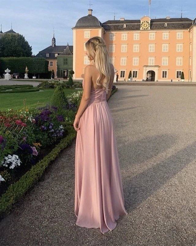Chiffon Bridesmaid Dresses One Shoulder Leg Slit - RongMoon