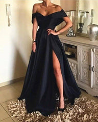 Sexy Off The Shoulder V Neck Long Split Gown - RongMoon
