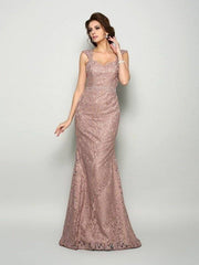 Trumpet/Mermaid Straps Lace Sleeveless Long Satin Mother of the Bride Dresses - RongMoon