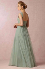 Backless Bridesmaid Dresses For Women A-line Sweetheart Tulle Lace Long Cheap Under 50 Wedding Party Dresses - RongMoon