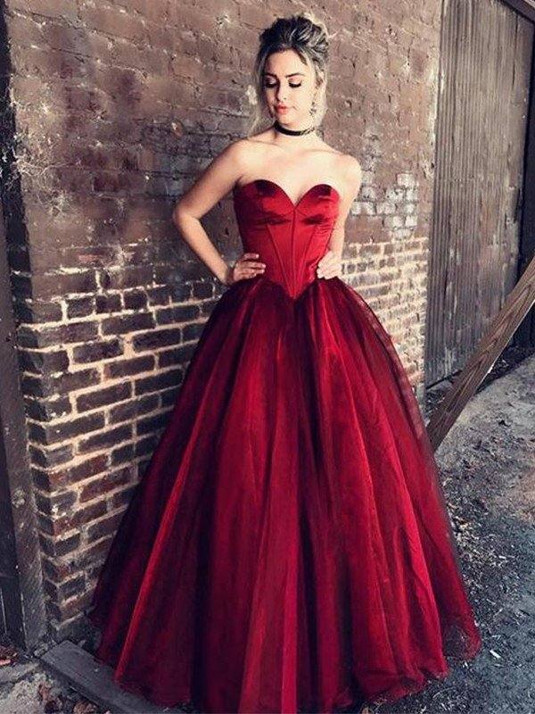 Ball Gown Sweetheart Sleeveless Floor-Length With Ruffles Tulle Dresses - RongMoon