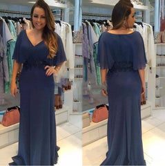 Plus Size Mother Of The Bride Dresses A-line V-neck Chiffon Beaded Long Mother Dresses For Wedding - RongMoon