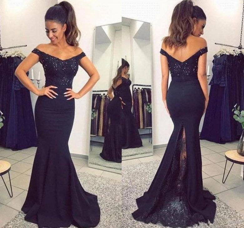 Backless Robe De Soiree Mermaid Off The Shoulder Lace Beaded Sexy Long Women Party Prom Dresses Prom Gown Evening Dresses - RongMoon