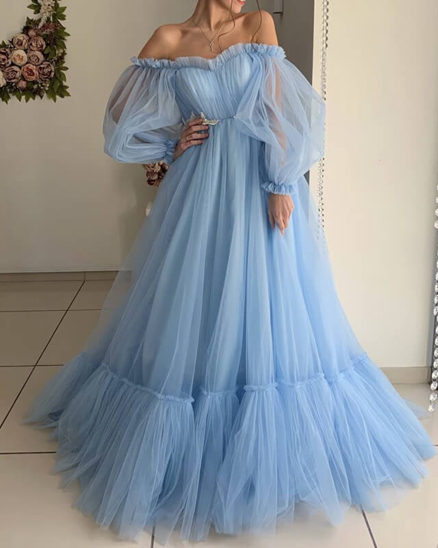 Tulle Cottagecore Wedding Dresses Off Shoulder