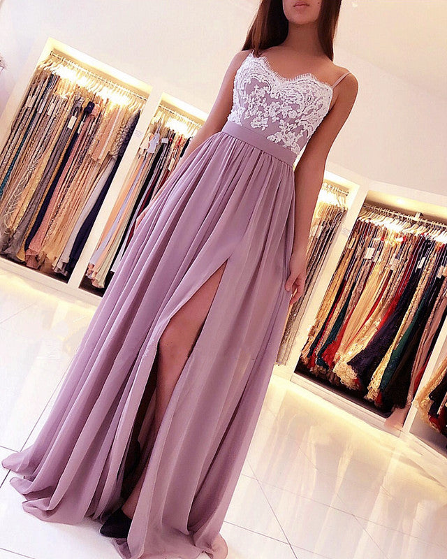 Elegant Lace Sweetheart Bridesmaid Dresses Chiffon Split