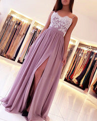 Elegant Lace Sweetheart Bridesmaid Dresses Chiffon Split