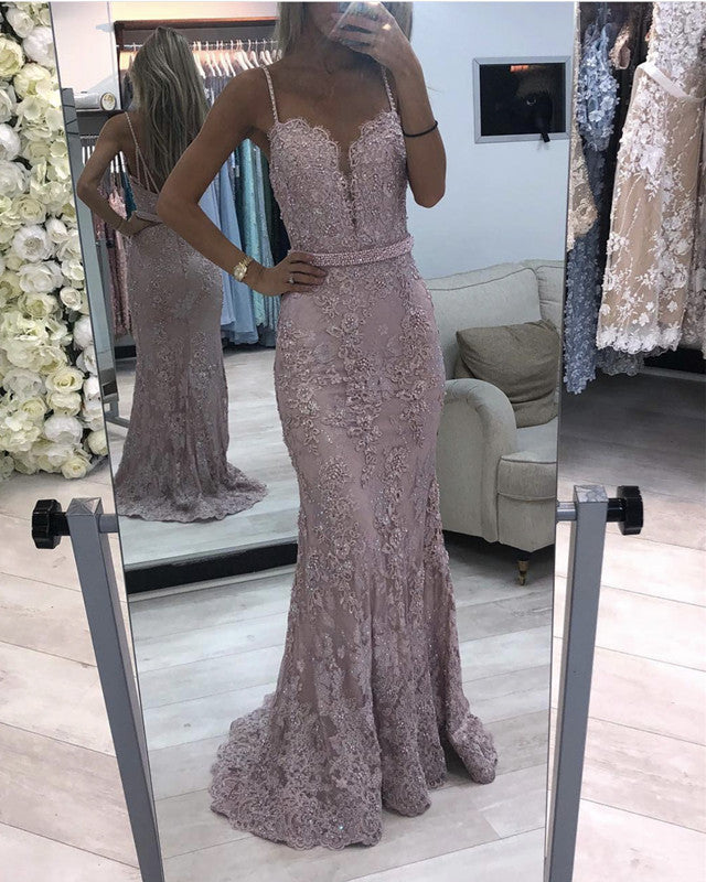 Mermaid Lace Sweetheart Spaghetti Straps Dresses