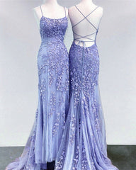 Mermaid Periwinkle Prom Dress Lace Up Back