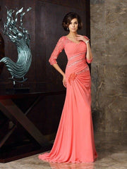 Trumpet/Mermaid Sweetheart 1/2 Sleeves Long Chiffon Mother of the Bride Dresses - RongMoon