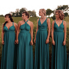 Teal Stretchy Infinity Wrap Gown Bridesmaid Maxi Dresses - RongMoon