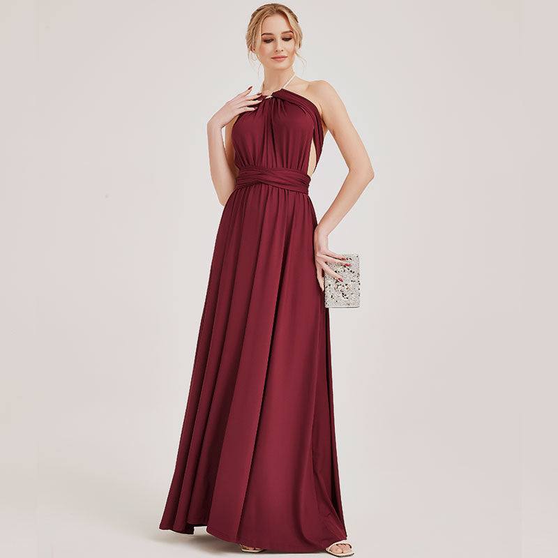 Burgundy Infinity Wrap Bridesmaid Dresses Endless Way Convertible Maxi Dress - RongMoon