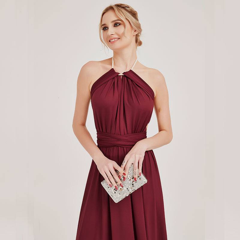 Burgundy Infinity Wrap Bridesmaid Dresses Endless Way Convertible Maxi Dress - RongMoon