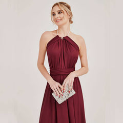Wine Red Multiway Wrap Bandage Endless Way Convertible Bridesmaid Dress - RongMoon