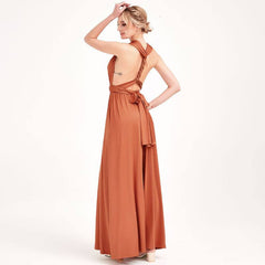 Burnt Orange Infinity Gown Wrap Bridesmaid Dress - RongMoon