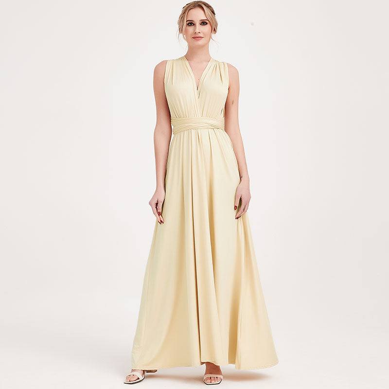 [Final Sale] Light Champagne Infinity Wrap Bridesmaid Dresses Endless Way Convertible Maxi Dress - RongMoon