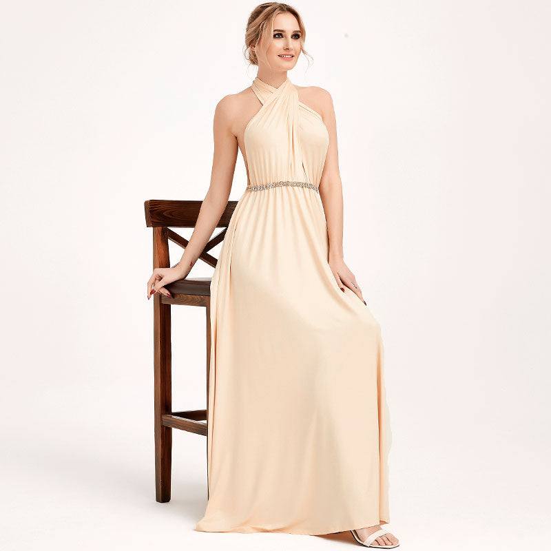 Champagne Gold Infinity Wrap Bridesmaid Dresses Endless Way Convertible Maxi Dress - RongMoon