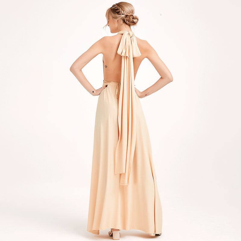 Champagne Infinity Wrap Bridesmaid Dresses Versatile Convertible Maxi Dress - RongMoon