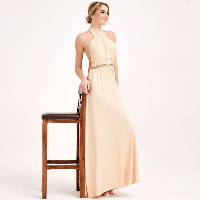 Champagne Infinity Wrap Bridesmaid Dresses Versatile Convertible Maxi Dress - RongMoon