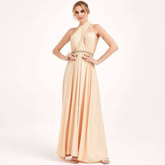 Champagne Gold Infinity Wrap Bridesmaid Dresses Endless Way Convertible Maxi Dress - RongMoon