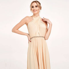 Champagne Infinity Wrap Bridesmaid Dresses Versatile Convertible Maxi Dress - RongMoon