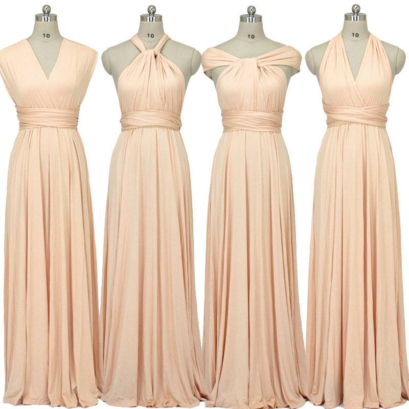 Champagne Infinity Wrap Bridesmaid Dresses Versatile Convertible Maxi Dress - RongMoon